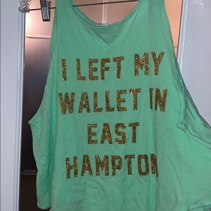 Wildfox Green Scoop Neck Semi-flowy Tank